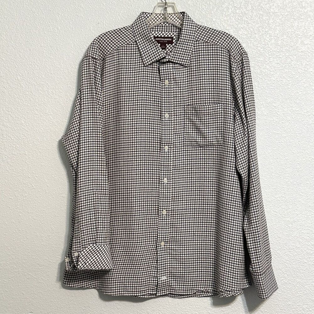 Johnston And Murphy Shirt Mens L Multicolor Long Sleeve Button Up Houndstooth